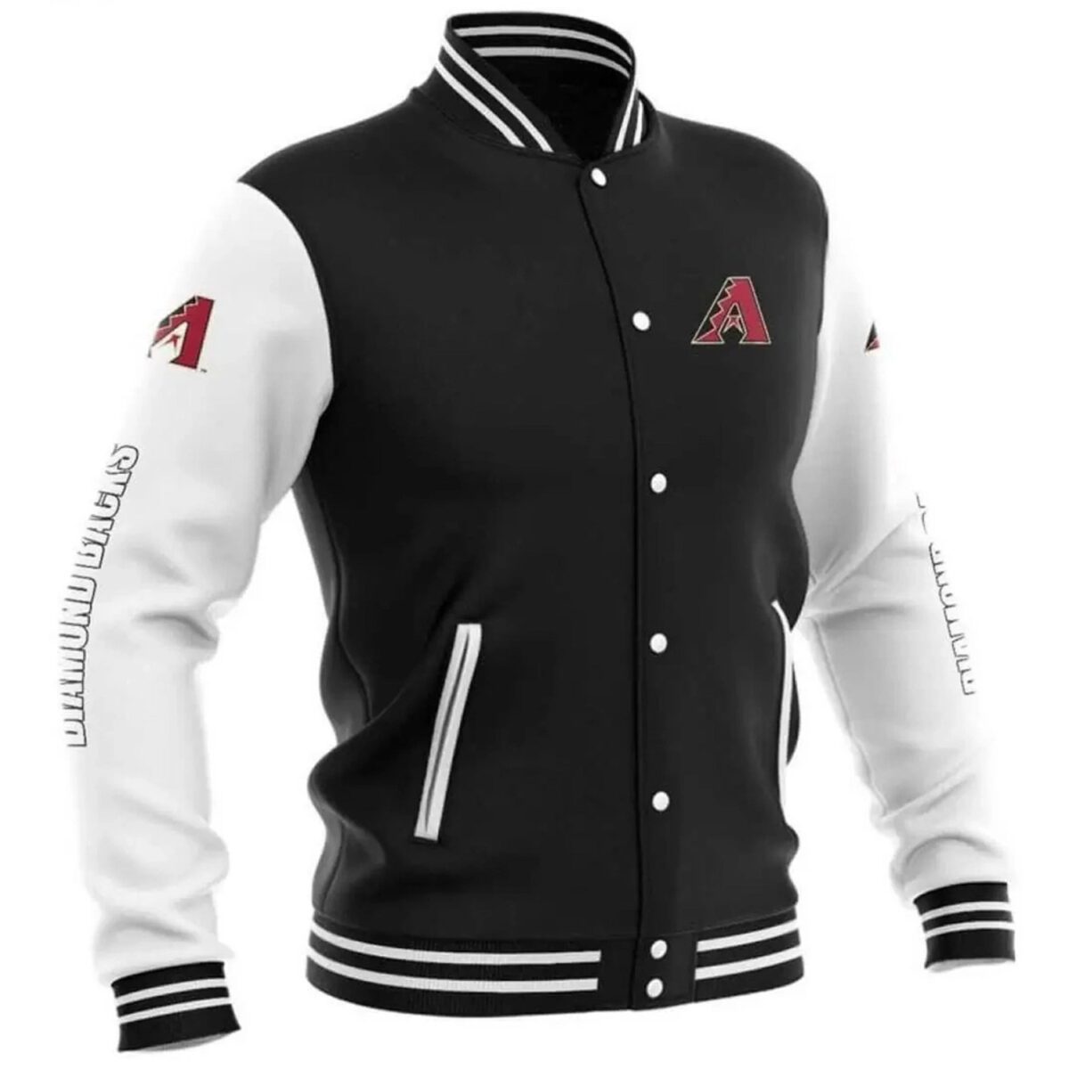 Arizona Diamondbacks Baseball Full Snap Wool Varsity Jacket Black