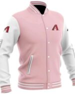 Arizona Diamondbacks Baseball Team Players Wool Varsity Jacket Pink White