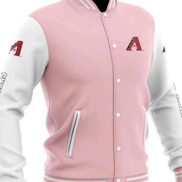 Arizona Diamondbacks Baseball Team Players Wool Varsity Jacket Pink White