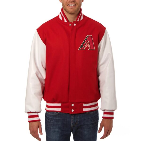 Arizona Diamondbacks Two Tone Wool and Leather Varsity Jacket