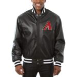 Arizona Diamondbacks G III Sports Black Leather Varsity Jacket