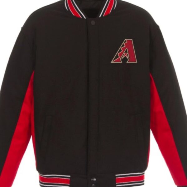 Arizona Diamondbacks Poly Twill Wool Varsity Jacket Black Red