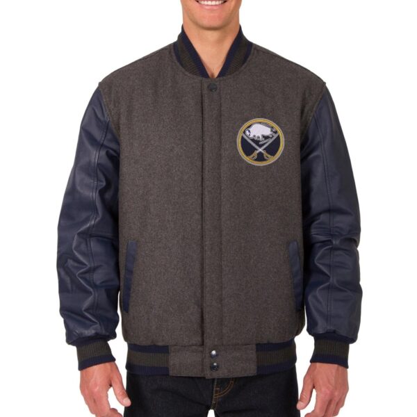 Buffalo Sabres Reversible Rib Knitted Wool & Leather Varsity Jacket