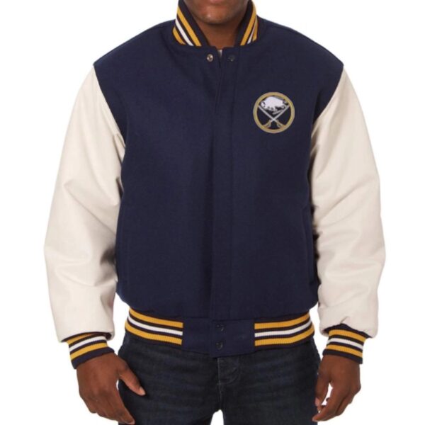 Buffalo Sabres Two Tone Wool & Faux Leather Varsity Jacket