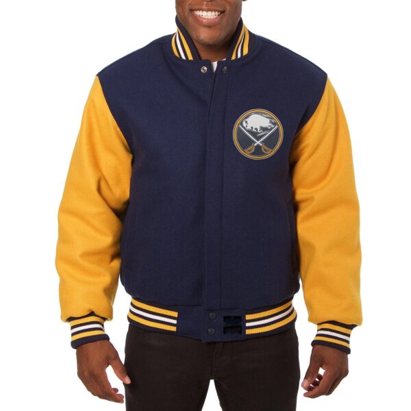 Buffalo Sabres Two Tone Wool Varsity Jacket Navy & Yellow