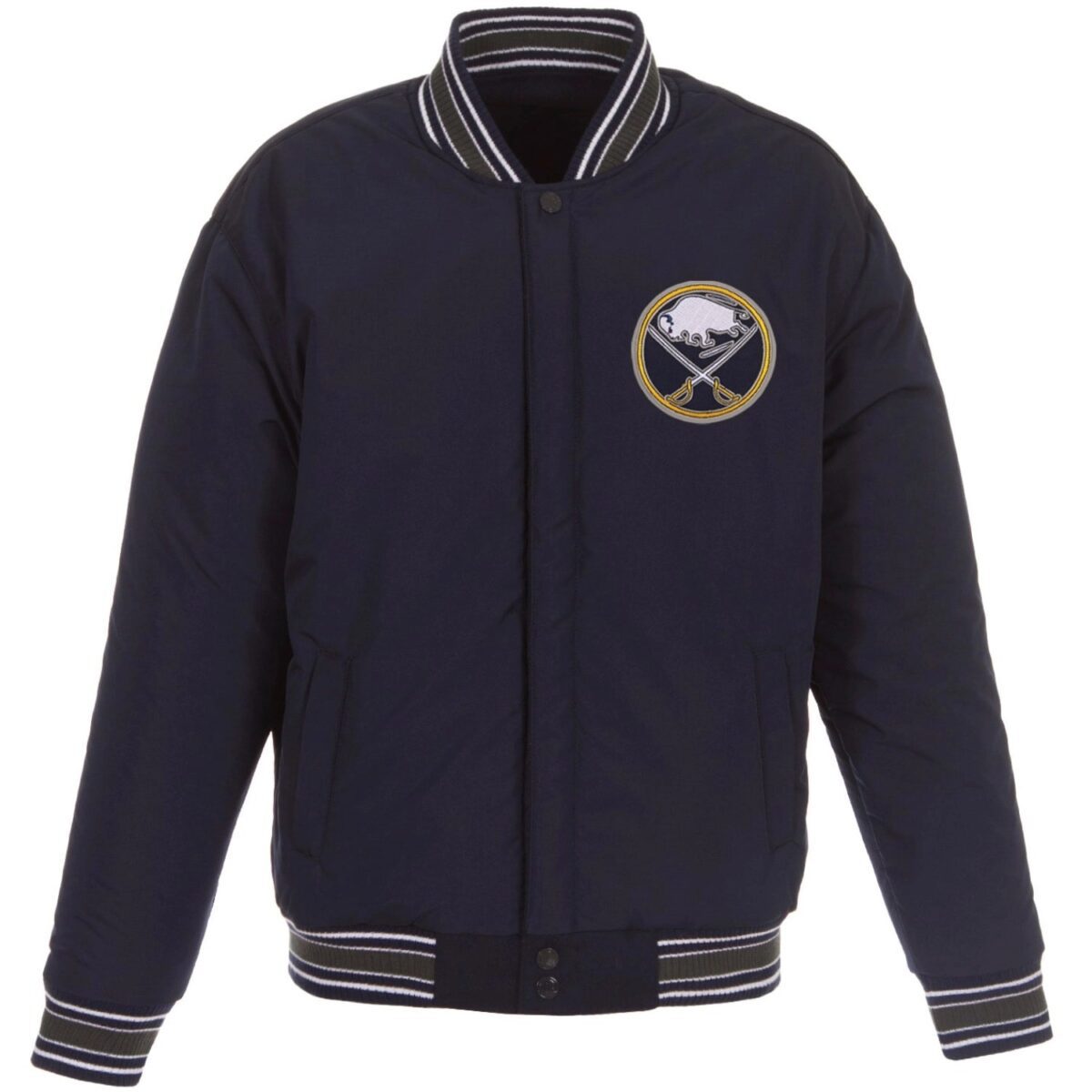 Buffalo Sabres Wool Poly Twill Accent Varsity Jacket Navy & Charcoal