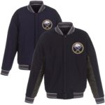 Buffalo Sabres Wool Poly Twill Accent Varsity Jacket Navy & Charcoal