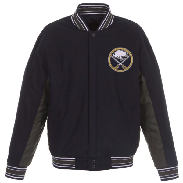 Buffalo Sabres Wool Poly Twill Accent Varsity Jacket Navy & Charcoal