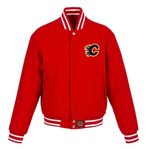 Calgary Flames Domestic Embroidered Red Wool Varsity Jacket