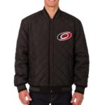 Carolina Hurricanes Reversible Black Wool & Leather Varsity Jacket