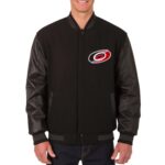 Carolina Hurricanes Reversible Black Wool & Leather Varsity Jacket