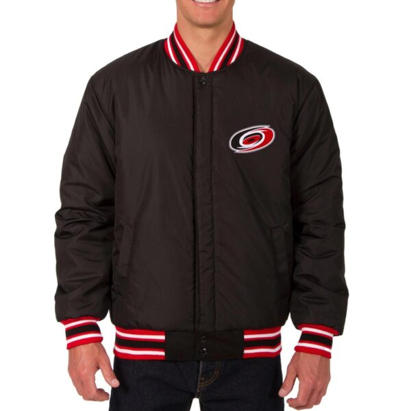 Carolina Hurricanes Reversible Black Wool Varsity Jacket