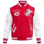 Cincinnati Reds Classic Rib Knitted Wool & Leather Varsity Jacket