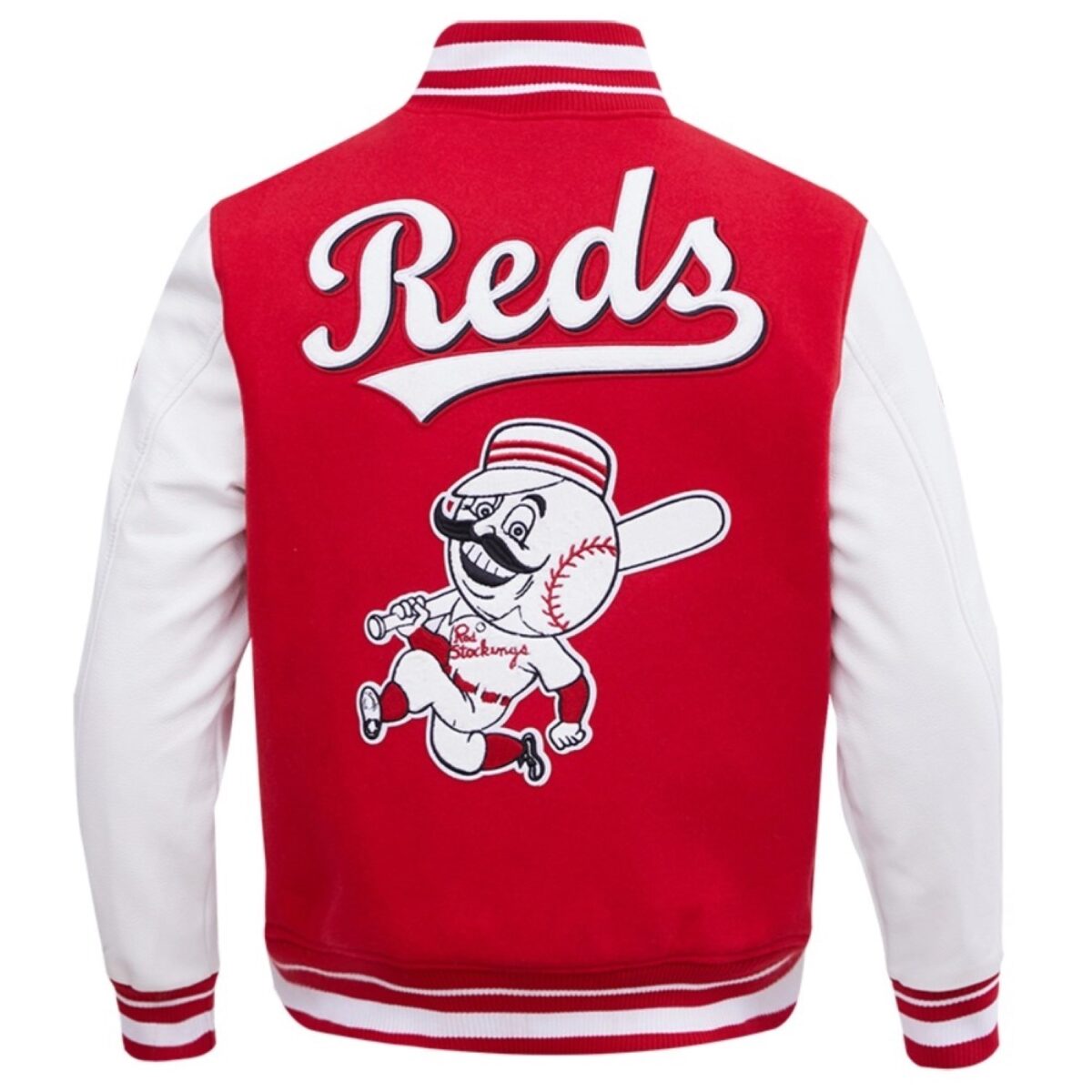 Cincinnati Reds Classic Rib Knitted Wool & Leather Varsity Jacket