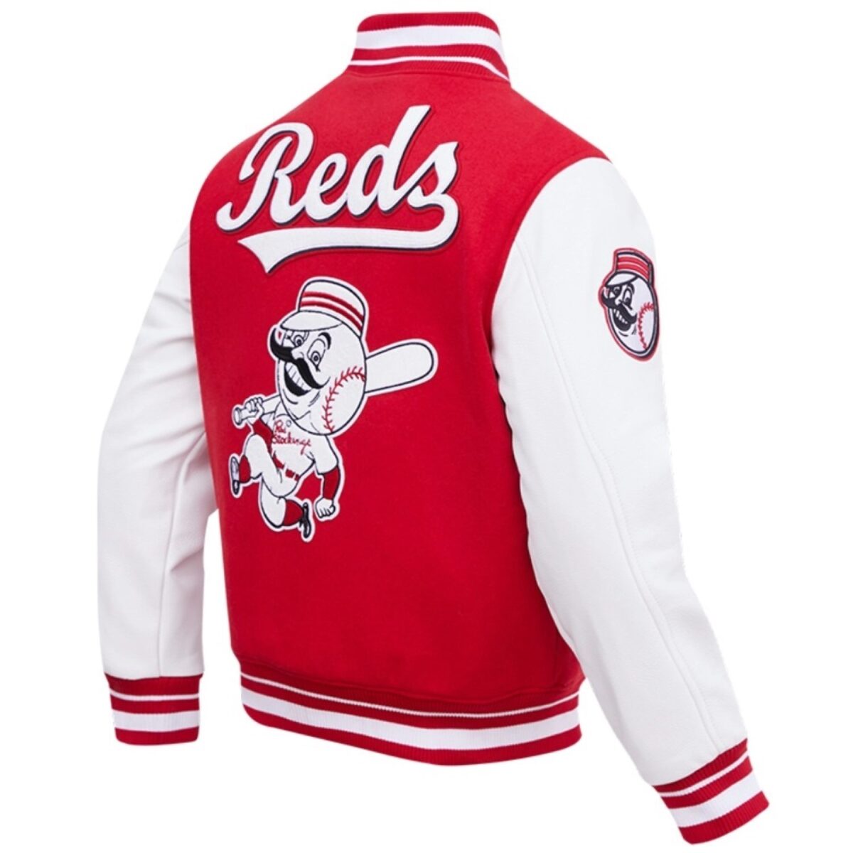 Cincinnati Reds Classic Rib Knitted Wool & Leather Varsity Jacket