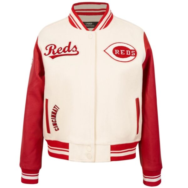 Women’s Cincinnati Reds Baseball Players Wool & Leather Jacket