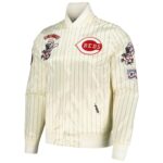 Cincinnati Reds Pro Standard Classic Rib Knitted Full-Snap Satin Varsity Cream Jacket