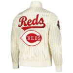 Cincinnati Reds Pro Standard Classic Rib Knitted Full-Snap Satin Varsity Cream Jacket