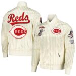 Cincinnati Reds Pro Standard Classic Rib Knitted Full-Snap Satin Varsity Cream Jacket