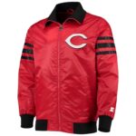 Cincinnati Reds Starter Red The Captain Satin Varsity Jacket