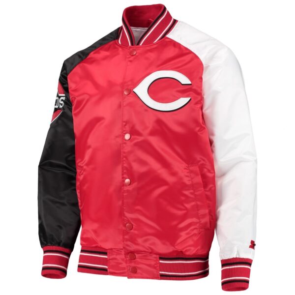 Cincinnati Reds Starter Reliever Full-Snap Satin Varsity Jacket