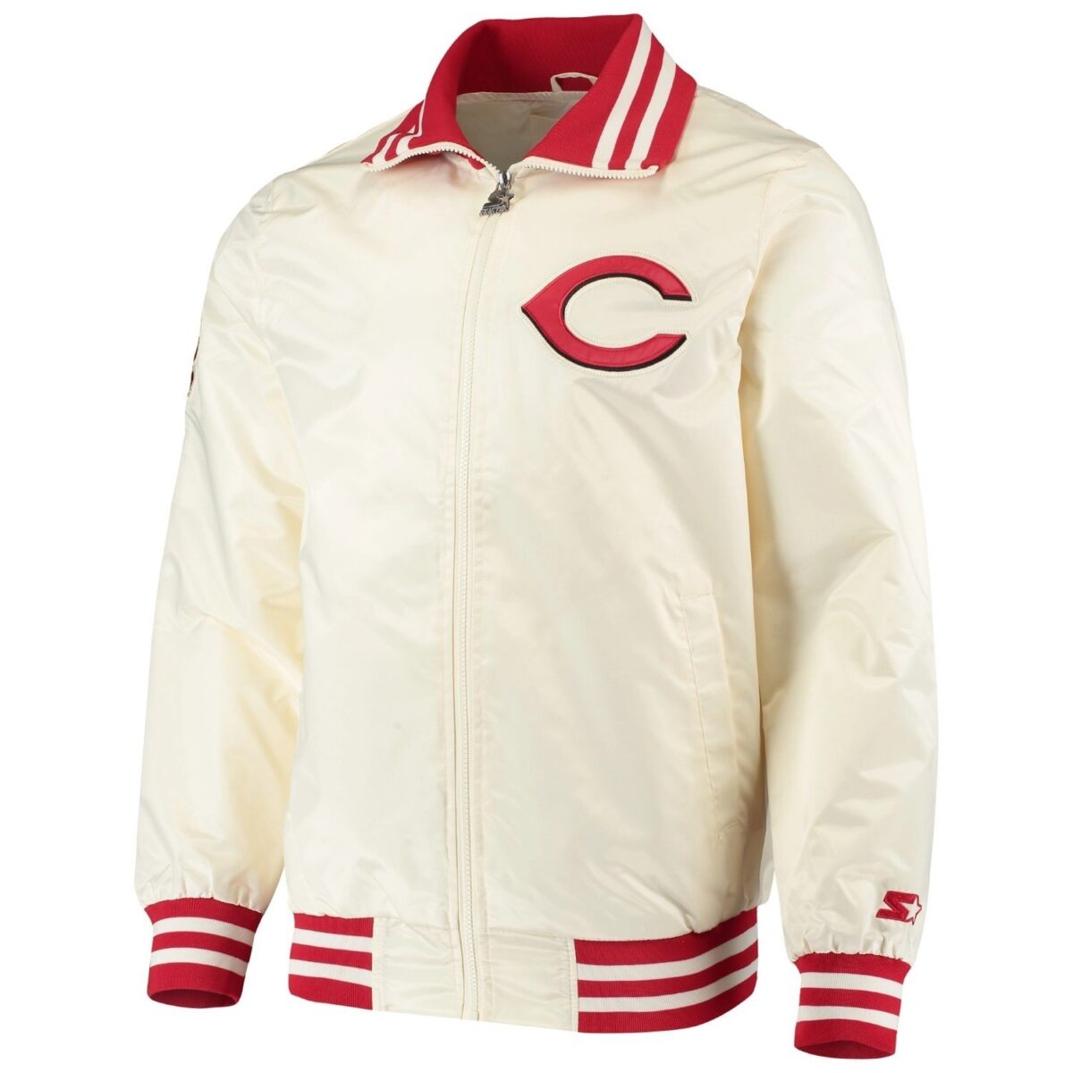 Cincinnati Reds Starter The Captain Satin Varsity Cream Jacket