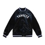 New York Yankees Lightweight Full-Snap Satin Black Varsity Jacket