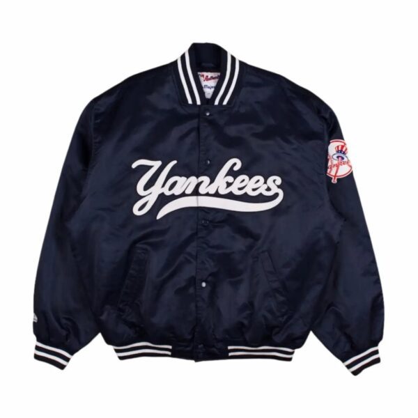 New York Yankees Ribbed Knitted Full-Snap Satin Varsity Jacket