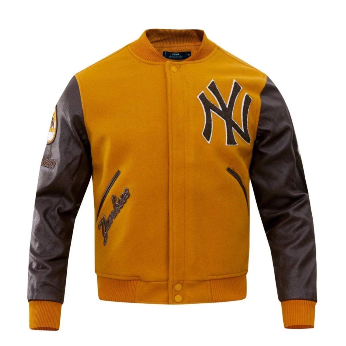 New York Yankees Classic Logo Tan & Brown Varsity Jacket