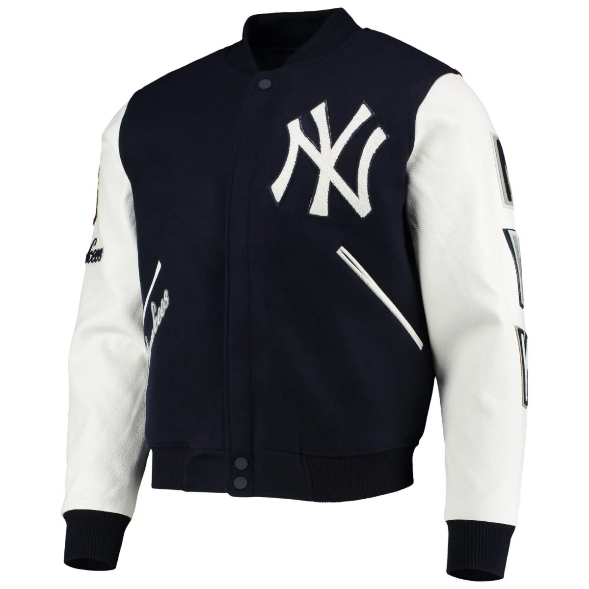 New York Yankees Pro Standard Logo Black & White Varsity Jacket