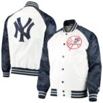 New York Yankees Starter Clean-Up Hitter White & Navy Varsity Jacket