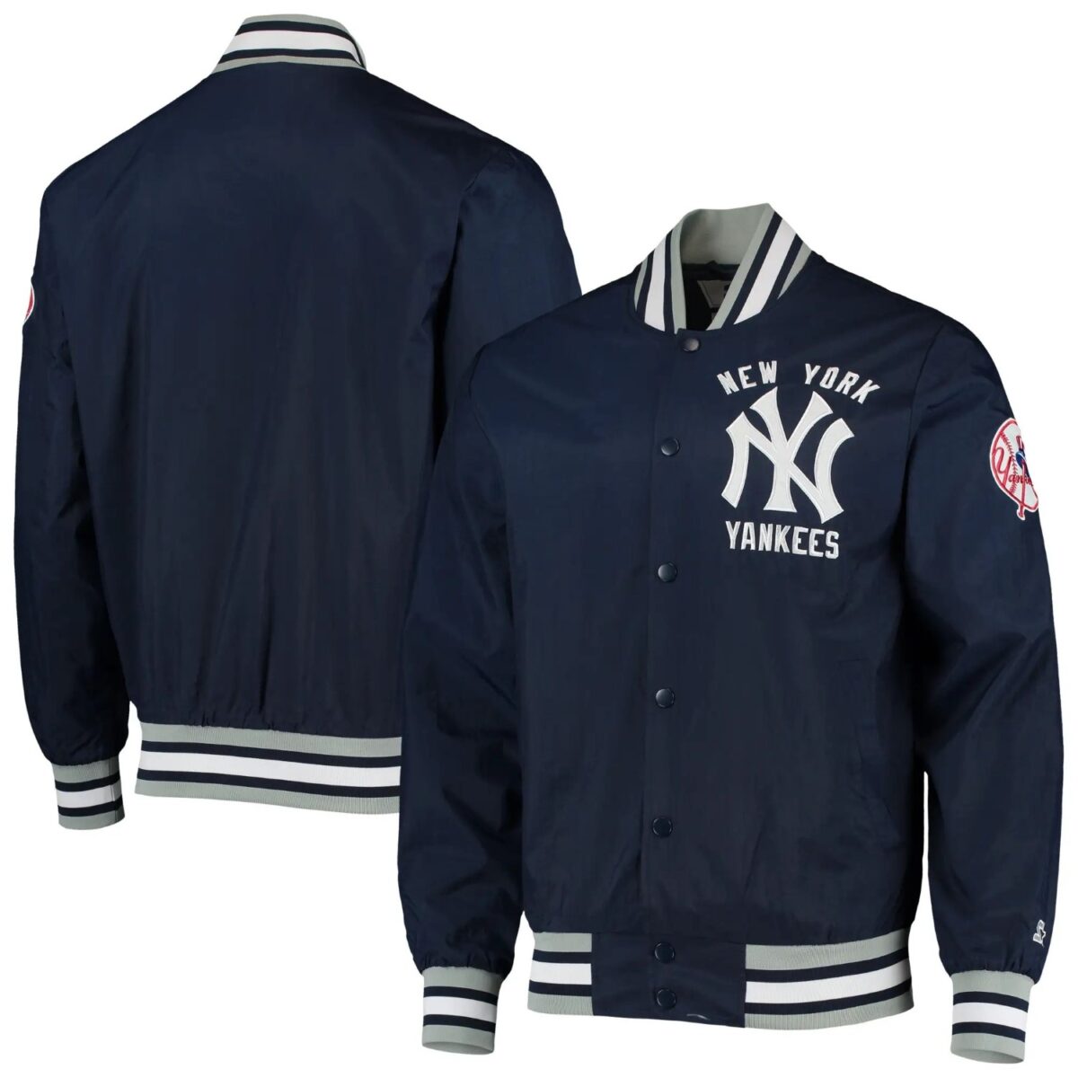 New York Yankees Starter The Jet III Full-Snap Navy Varsity Jacket