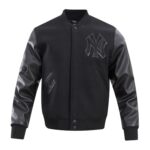 New York Yankees Triple Black Wool & Leather Varsity Jacket