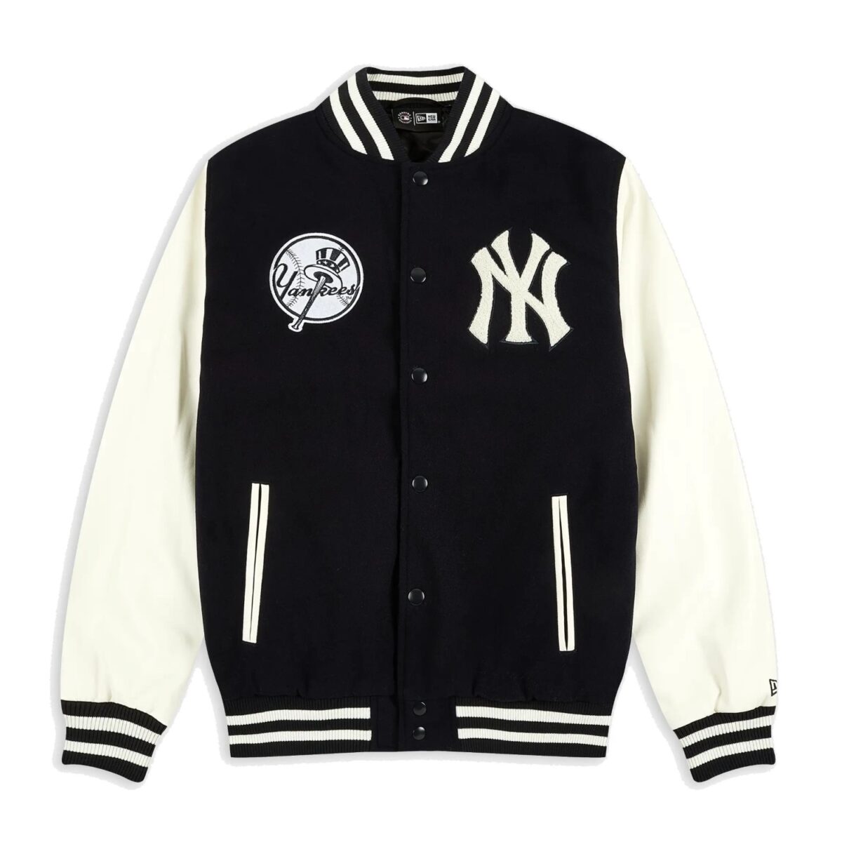 New York Yankees Wordmark Black & White Varsity Jacket